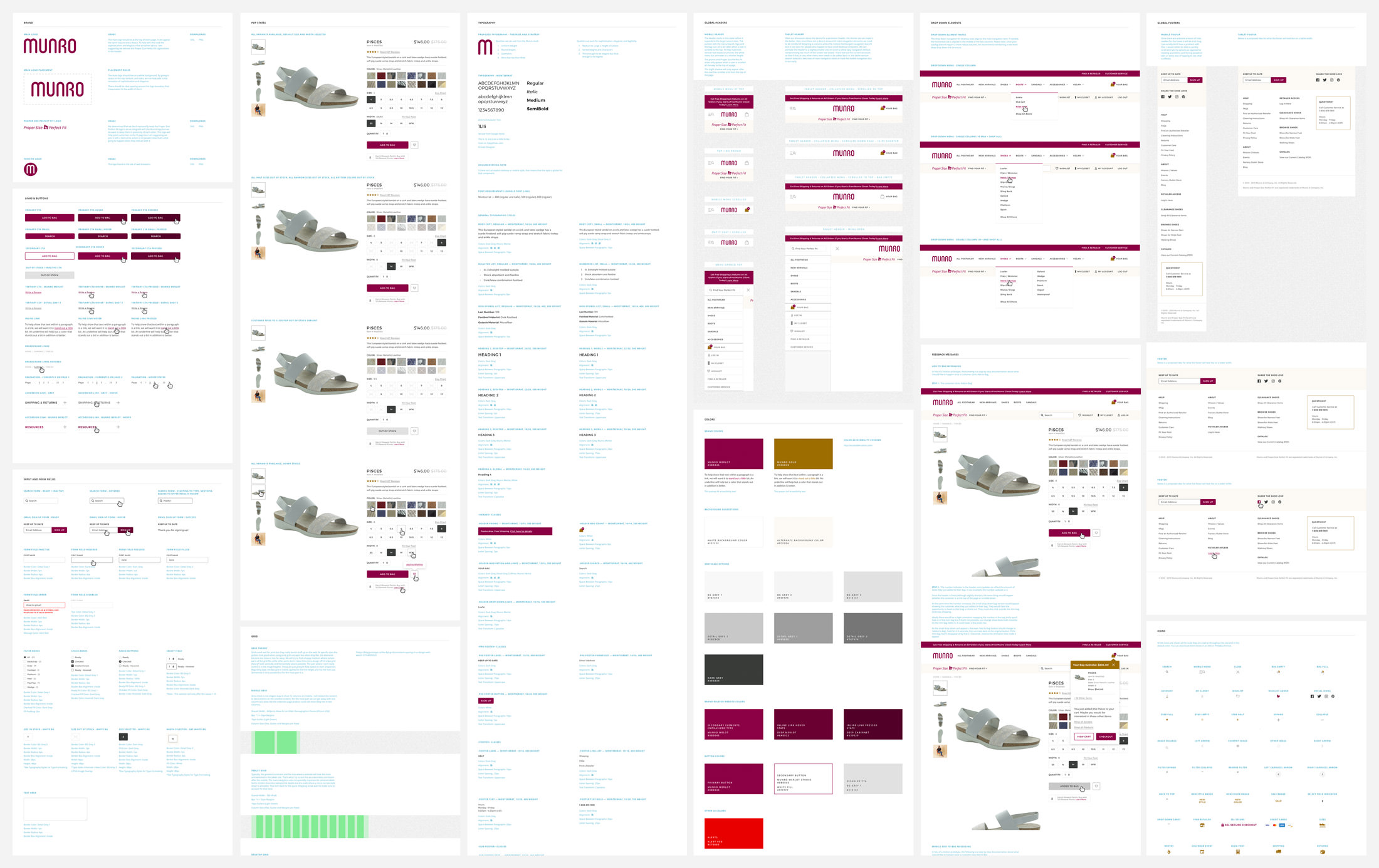 A collection of the design system screens.