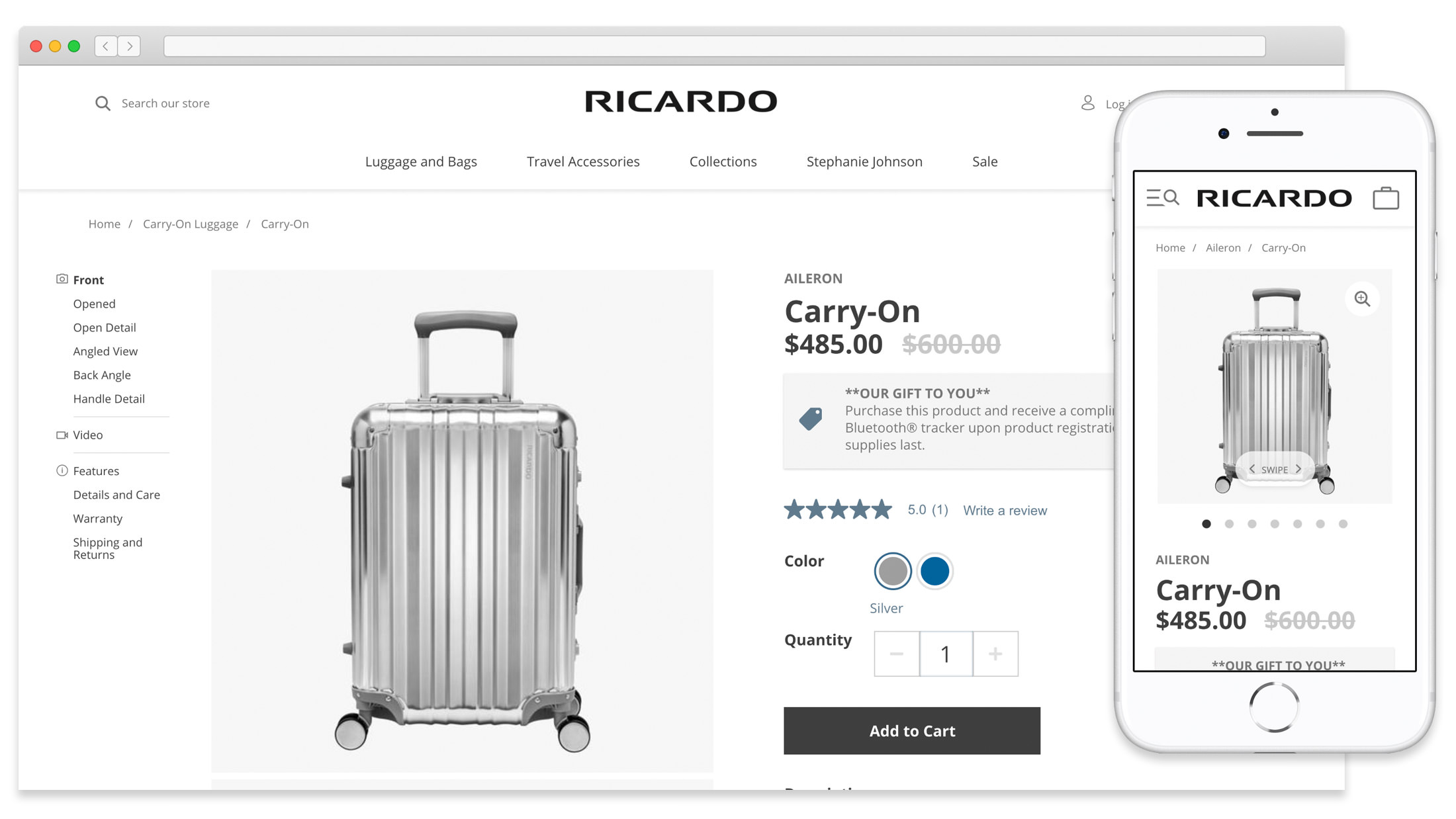 A mockup of the Ricardo Beverly Hills website on desktop and mobile sizes.