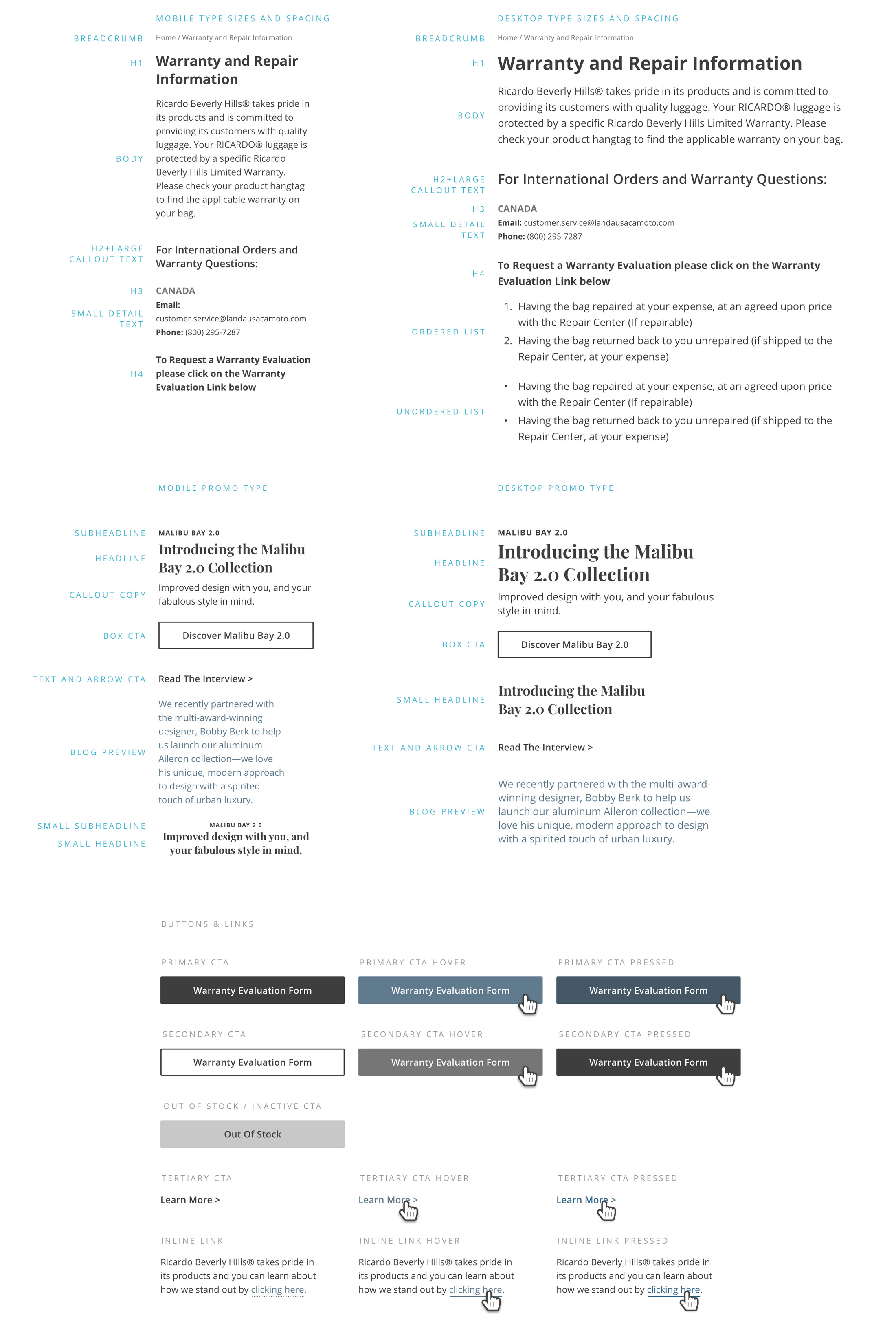 Type studies for Ricardo Beverly Hills featuring Open Sans.